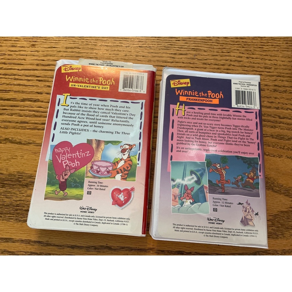 Disney Winnie the Pooh VHS Lot Un-Valentine's Day Frankenpooh Clamshell Cases - Picture 3 of 8